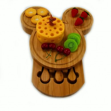 High-Grade wood Hot Sale Sublimation Blank Mini Resin M Mouse Cheese Board Private Label M Shape