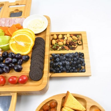 Bamboo Cheese Board and Knife Set Bamboo Charcuterie Boards Large Extra Meat Charcutter Platter Serving Tray