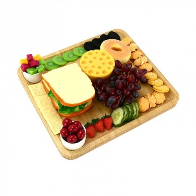 Bamboo Cheese Board With Cutlery Server Set, Platter Tray With 2 Ceramic Bowls & 3 Slate Labels & 2 Chalk Markers