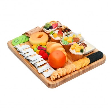 New Products 2023 Unique Ceramic Thin Cheese Grazing Board Trays Bamboo Flat Fruit Food Platter and Knife Set for Party
