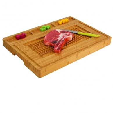 Beef Chopping Blocks Multi-Function Kitchen Meat Cutting Board Cheese Charcuterie Board With 3 Built-In Compartmeents