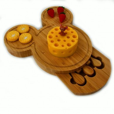High-Grade wood Hot Sale Sublimation Blank Mini Resin M Mouse Cheese Board Private Label M Shape