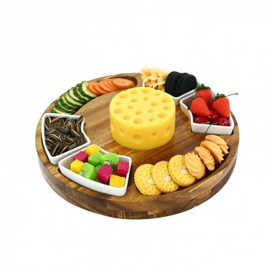 Premium Cheese Cutting Board Set – Charcuterie Board Set and Cheese Serving Platter – 13 inch Meat/Cheese Board Knife Set