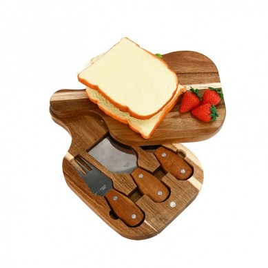 Acacia Wood Cheese Board and Knife Set Platter Serving Tray Charcuttery Meat Platter With Knife Set For Mother’s Day