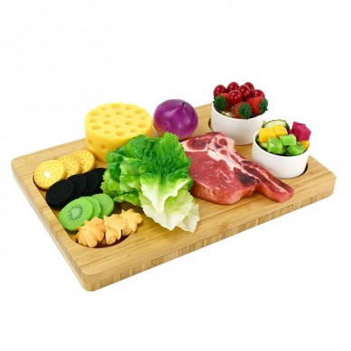 High Quality Bamboo Cheese Board With Knife Set Meat Platter Food Serving Tray and 2 Ceramic Bowls