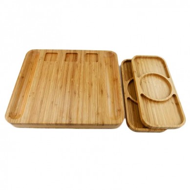 Unique Extra Large Bamboo Wooden Cheese Board Knife Set Charcuterie Platter & Serving Tray with 4 Slide-Out Drawers