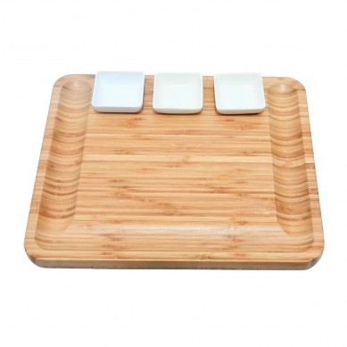 New Products 2023 Unique Ceramic Thin Cheese Grazing Board Trays Bamboo Flat Fruit Food Platter and Knife Set for Party