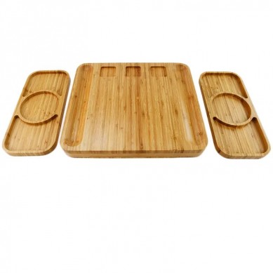 Die Cut Cutting Bamboo Cheese Charcuterie Board 4 Drawers With Cutlery Knives Set 2 Extra Trays Plates Utensils