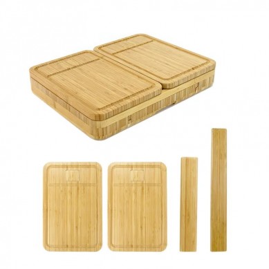 Multifunction Premium 2 Tier Bamboo Cheese Cutting Board Set Charcuterie Platter Serving Tray and Knife Set with Drawer