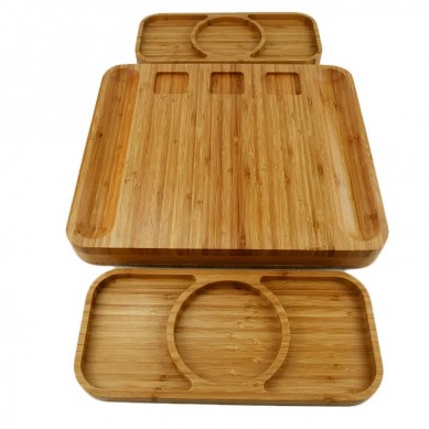 Unique Extra Large Bamboo Wooden Cheese Board Knife Set Charcuterie Platter & Serving Tray with 4 Slide-Out Drawers