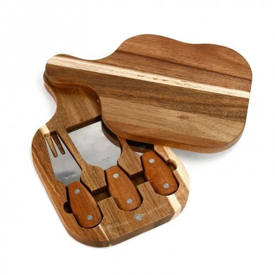 Acacia Wood Cheese Board and Knife Set Platter Serving Tray Charcuttery Meat Platter With Knife Set For Mother’s Day