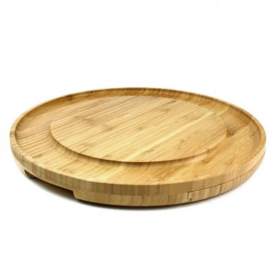 Cheese Board and Knife Set Large Round Charcuterie Board Set Bamboo Cheese Board Set