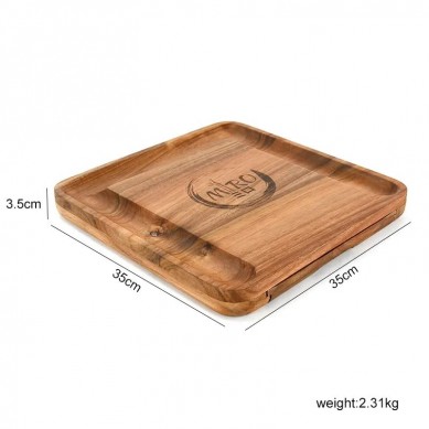 Natural Bamboo Wood Charcuterie Board Set Serving Platter with 4 Stainless Steel Cheese Knives and Server