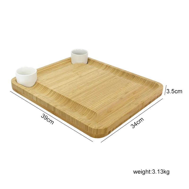 Wholesale Discount Drinking Straw - Bamboo Cheese Board With Cutlery Server Set, Platter Tray With 2 Ceramic Bowls & 3 Slate Labels & 2 Chalk Markers – Shunstone