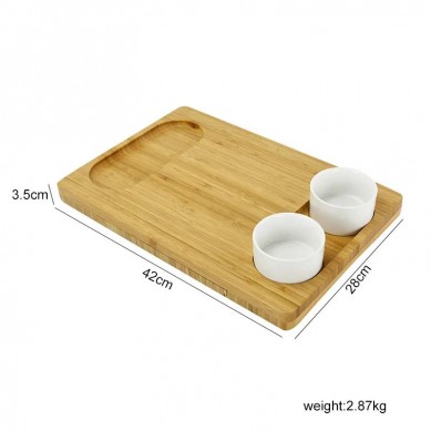 Large Wood Cheese Platter Gift Charcuterie Board Set Unique Bamboo Cheese Board with Cutlery Set and Ceramic Bowls