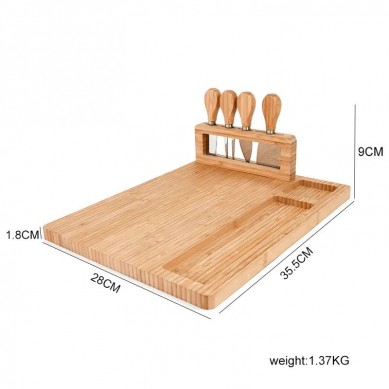 tabla de queso Bamboo End Grain Chopping Blocks Thin Cheese Board Trays with Knife Set Ceramic Bowl For Home Kitchen