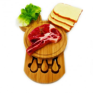 Custom Wood Chopping Cutting Block Wooden Charcuterie Board Bamboo Cheese Serving Board with Knife Set and Drawer