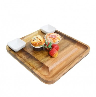 Acacia Wood Cheese Board With Charcuterie Platter And Knives