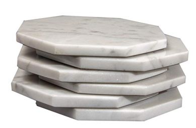 White Marble Stone Coasters Polished Coasters 3.5 Inches ការការពារពីចិញ្ចៀនភេសជ្ជៈ