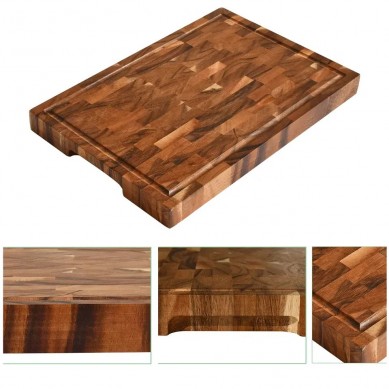Walnut Large Cutting Board End Grain Charcuterie Board with Deep Juice Butcher Block Serving Board with Sorting Compartment