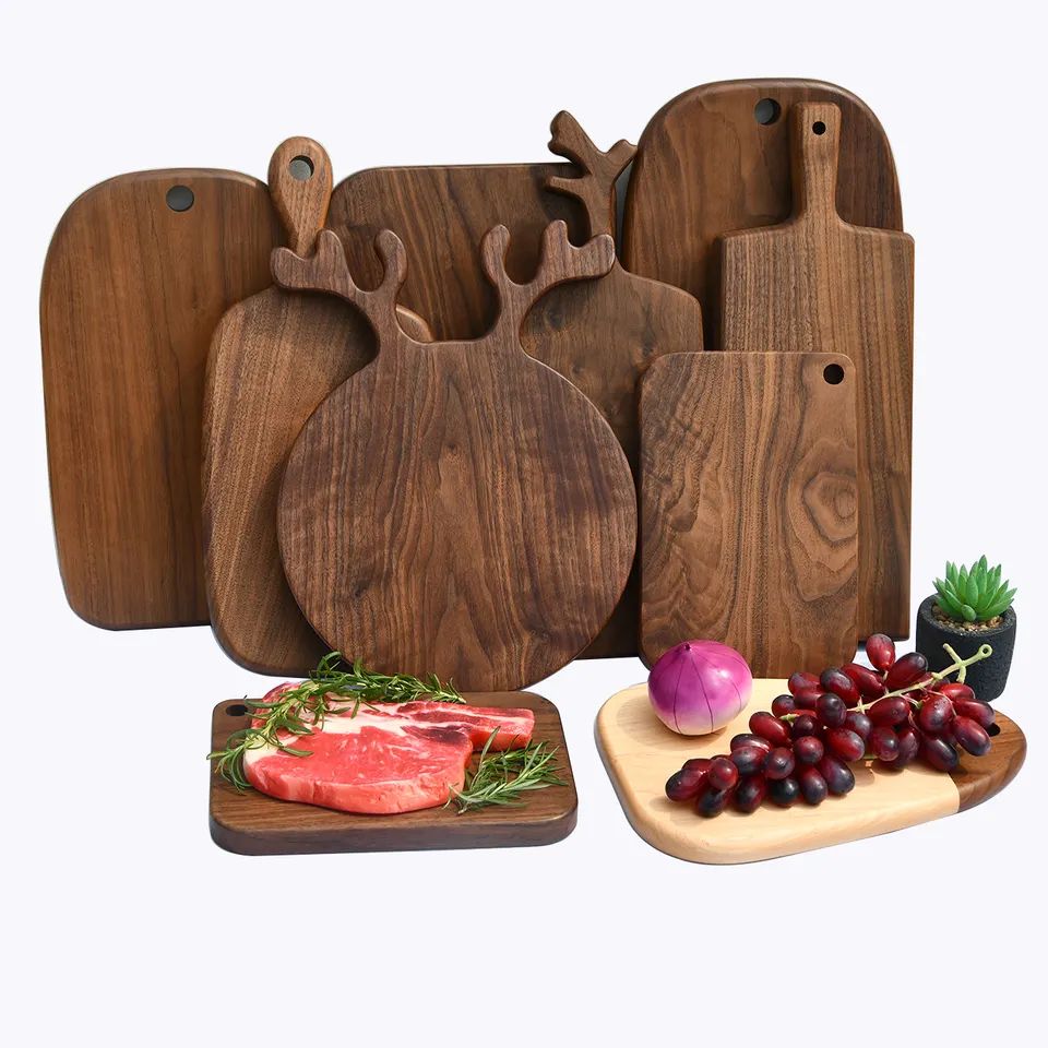 2017 High quality Rock And Stone - Wholesale Black Walnut Wood Mini Cheese Board Wooden Charcuterie Unique Sublimation Cutting Board with Handle – Shunstone