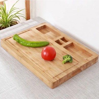 Custom Bamboo Chopping Board Thick Kitchen Meal Prep Cutting Board with Food Storage Slot