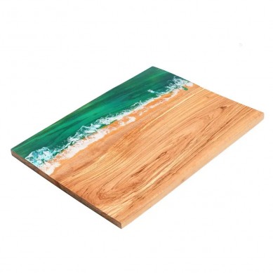 NEW Luxury Kitchen Decor Ocean Blue Epoxy River Cutting Board Antipasto Wood Platter Charcuterie, Gift Boards with Resin Art