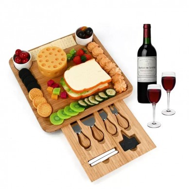 One Drawer Premium Cheese Cutting Board Set – Charcuterie Board Set and Cheese Serving Platter