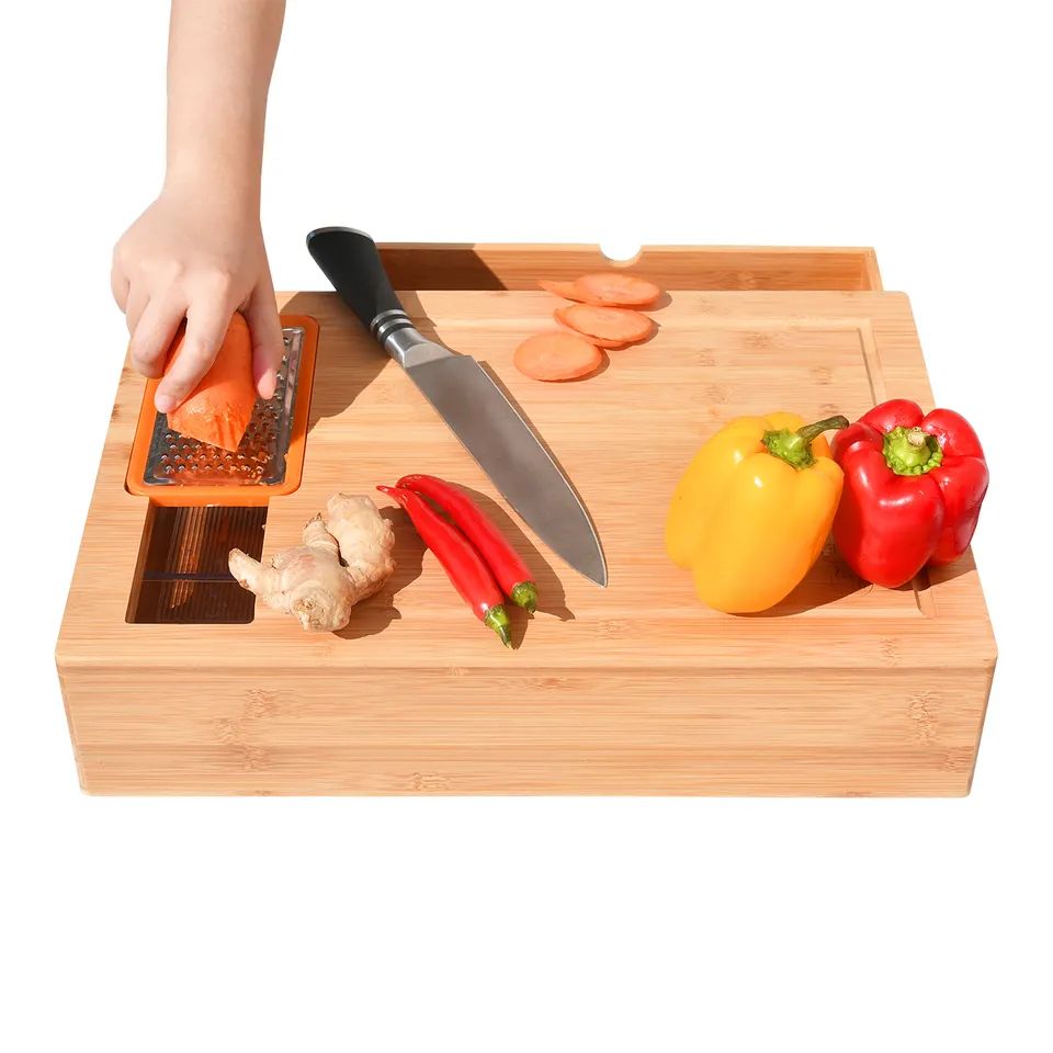 China Factory for Cold Stone - Wooden Cutting Board With Containers And Locking Lid Includes Built-In Grater For Food Storage Transport And Cleanup – Shunstone