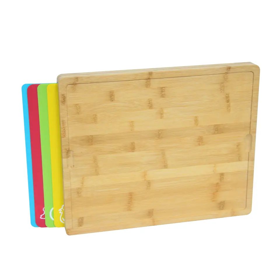 Online Exporter Marble Table - Extra Large Organic Bamboo Cutting Board with 7 Colored Silicone Cutting Mats – Shunstone