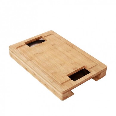 Kitchen Items Bamboo Chopping Block Cutting Board with 2 Round Bowl