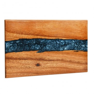 2023 New Design Black Walnut & Resin Cutting Boards Handmade Charcuterie Board Resin Blue Serving Tray for Kitchen