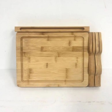 Assemble Bamboo Cutting Board Chopping Board With Phone Holder Knife Block For Kitchen
