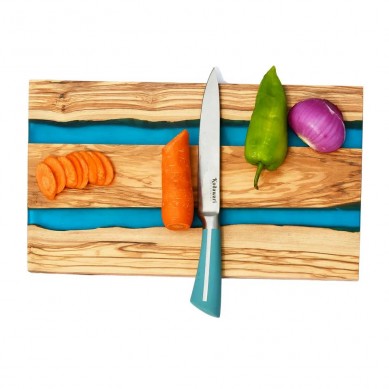 Epoxy Olive Wood And Blue River Resin Cutting Chopping Board Chopper Vegetable Cutter Bamboo Artbamboo Kitchen