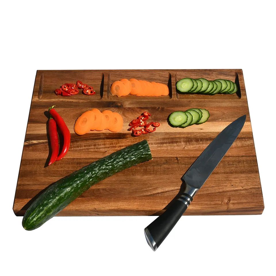 High Quality for Small Gift Box - Over The Sink Thick Large Black Wooden Cutting Board Kitchen Acacia Wood 3 Built In Compartments – Shunstone