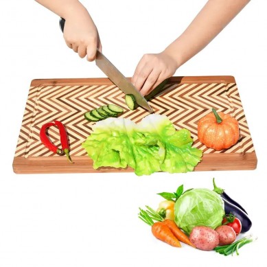 Bamboo Fishbone Diagram Pattern Cutting Chopping Board Solid Wood Oak Fish Bone Olive Multi Purpose