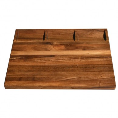 Eco-friendly Multi Purpose Double Side Large Acacia Wooden Chopping Board with Juice Groove & Handle Hole for Meat Vegetables