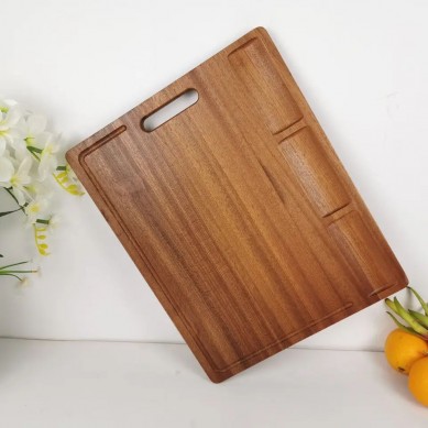Good Quality Durable Wood Chopping Block Cutting Board with Juice Grove for Kitchen
