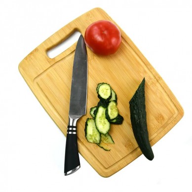 One-piece Bamboo Cutting Board 12 x 9 Inches, Kitchen Chopping Board for Meat, Cheese and Vegetables with Juice Groove