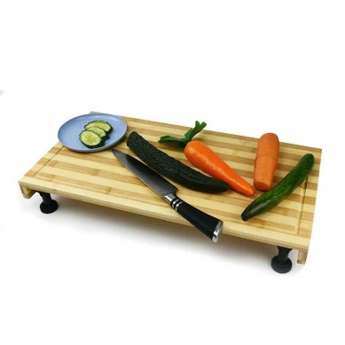 Dual-purpose Chopping Board Bamboo and Stovetop Cover Cutting Board with Adjustable Legs