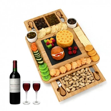 Cheese Board and Knife Set Large Charcuterie Board Set Charcuterie Platter and Serving Tray for Wine