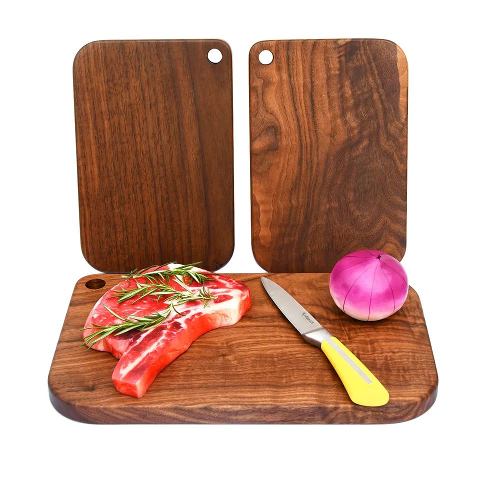 2017 High quality Rock And Stone - Mini Butcher Block Rubber Vegetable Fruit Walnut Acacia Wooden Bamboo Chopping Custom Wood Boat Cutting Board Set Tray – Shunstone