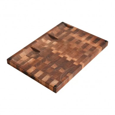 End Grain Walnut Cutting Board with Juice Groove Butcher Block and Charcuterie Serving Board with 3 Compartments