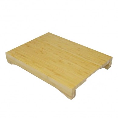 Large Bamboo Cutting Board with 2 Big Organizing Stainless Steel Trays Space Saver Design Eco Friendly