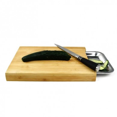 High Quality Bamboo Chopping Board with Stainless Steel Container Wood Cutting Board for Meat Vegetable