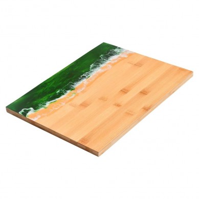 Handmade Bamboo Ocean Inspired Epoxy Resin Cut Board Charcuterie Boards w/Handle, Home & Commercial Use Chopping Blocks