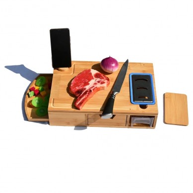 Chppping Board Wood Wooden Wine Rack Bamboo Chopping Board With Phone Holder Trays Graters Lid