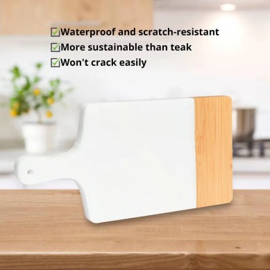 White Marble And Acacia Wooden Cheese Board Tray For Meats Breads Cutting Serving Board
