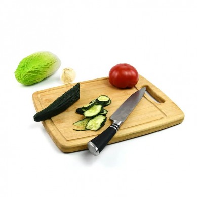 One-piece Bamboo Cutting Board 12 x 9 Inches, Kitchen Chopping Board for Meat, Cheese and Vegetables with Juice Groove