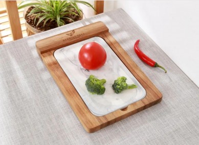 Natural Acacia Wood Cutting Board Chopping Board With Marble Slab